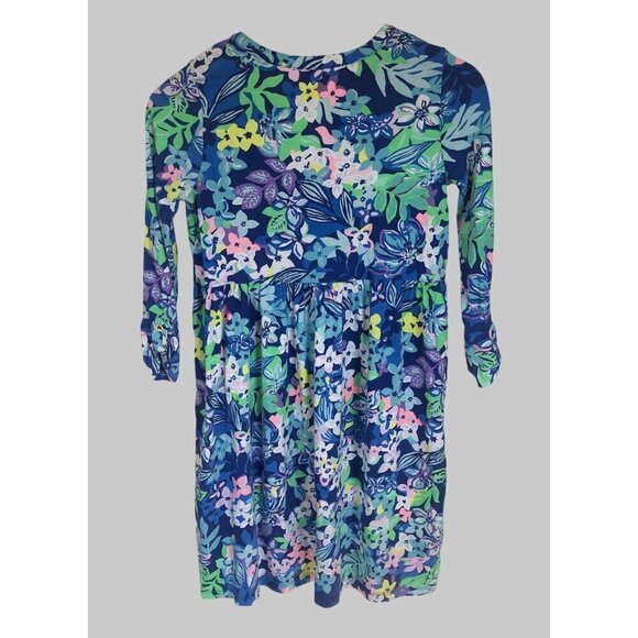 Lilly Pulitzer Floral Dress Women XS Blue Tropical Coastal Vacation Beach Summer - Picture 3 of 9
